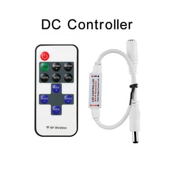 Безжичен мини RF едноцветен LED димер контролер DC5-24V 12A 144W за LED ленти 5050 3528 5630 5730