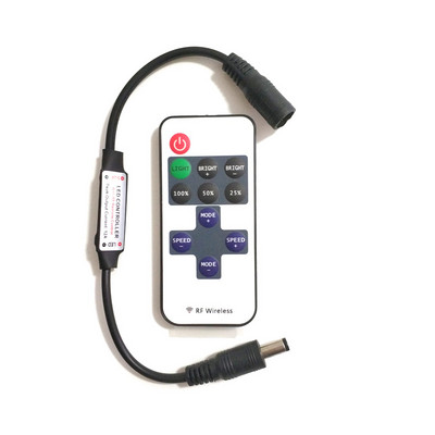 Ασύρματο Mini RF Μονόχρωμο LED Dimmer Controller DC5-24V 12A 144W για LED Strip Light 5050 3528 5630 5730
