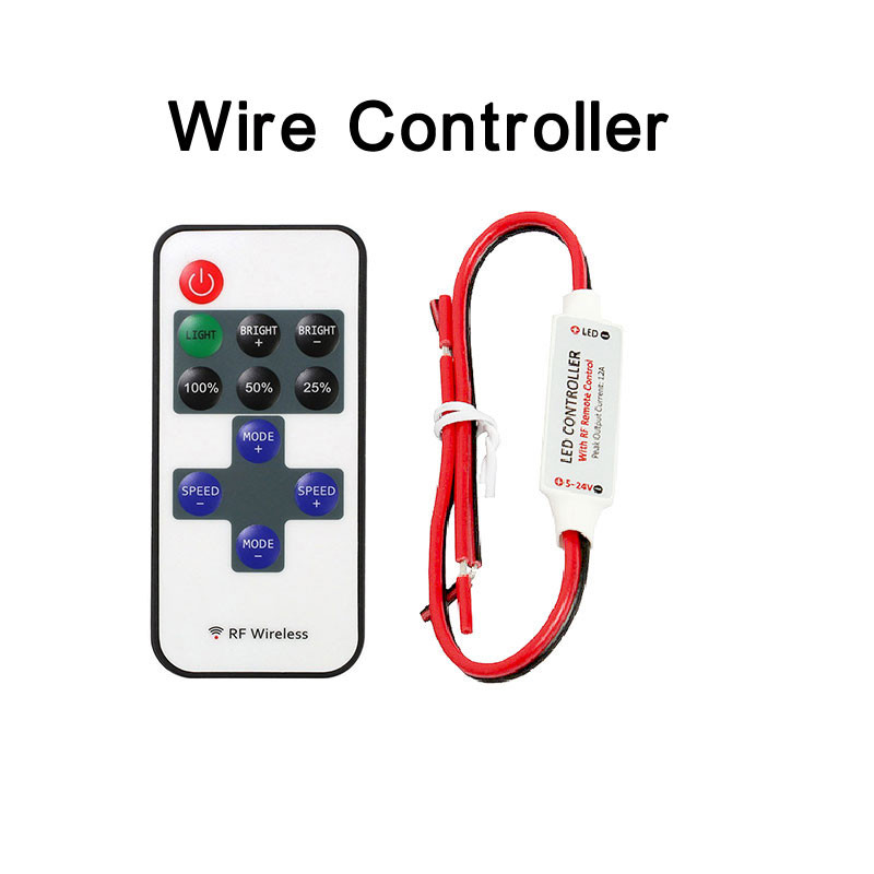 Ασύρματο Mini RF Μονόχρωμο LED Dimmer Controller DC5-24V 12A 144W για LED Strip Light 5050 3528 5630 5730