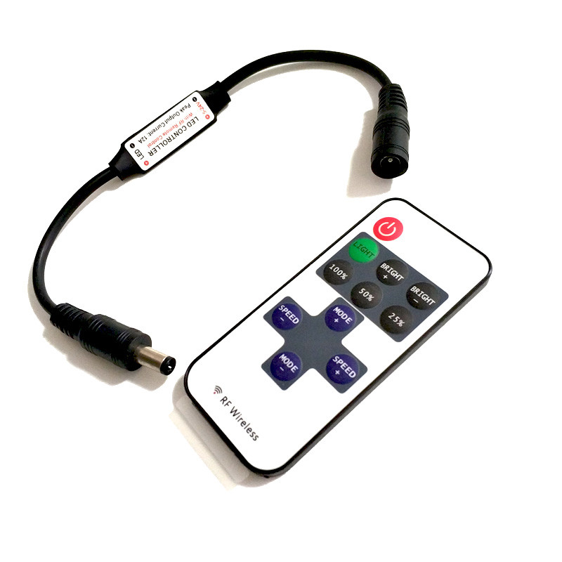 Ασύρματο Mini RF Μονόχρωμο LED Dimmer Controller DC5-24V 12A 144W για LED Strip Light 5050 3528 5630 5730