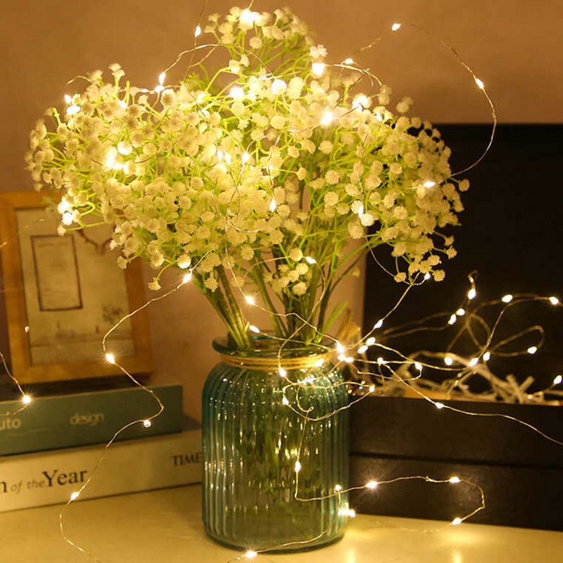 5M 10M 20M Vilinska svjetla Bakrena žica LED žičana svjetla s daljinskim upravljačem za vijenac božićno drvce Dekoracija svadbene sobe