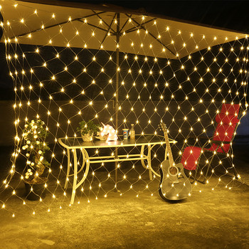 1.5x1.5m 96 светодиода 8 режима EU Plug 220V Net LED String Light Festival Коледна украса Нова година Сватбена церемония Водоустойчив
