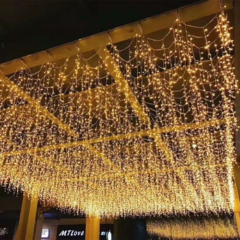 5M Street Garland on The House Curtain Icicle String Lights Droop 0,4-0,6m AC 220V Πρωτοχρονιάτικα Χριστουγεννιάτικα Φωτάκια για εξωτερικούς χώρους