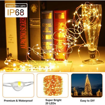 10συσκευασία LED String Light 1M 2M 3M Κουμπί Μπαταρία Χάλκινο σύρμα Νεράιδα Φωτάκια για Διακόσμηση Κήπου πάρτι στο αίθριο γάμου