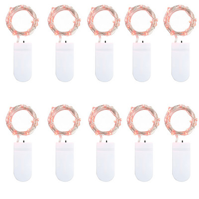 10συσκευασία LED String Light 1M 2M 3M Κουμπί Μπαταρία Χάλκινο σύρμα Νεράιδα Φωτάκια για Διακόσμηση Κήπου πάρτι στο αίθριο γάμου