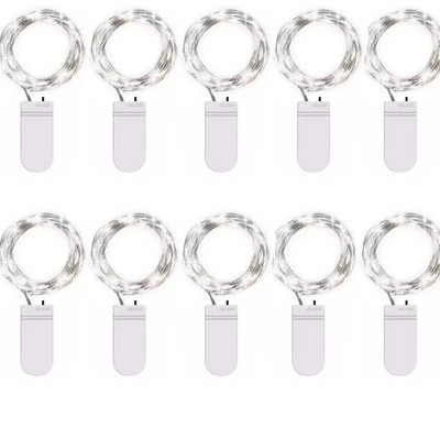 10συσκευασία LED String Light 1M 2M 3M Κουμπί Μπαταρία Χάλκινο σύρμα Νεράιδα Φωτάκια για Διακόσμηση Κήπου πάρτι στο αίθριο γάμου