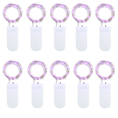 10συσκευασία LED String Light 1M 2M 3M Κουμπί Μπαταρία Χάλκινο σύρμα Νεράιδα Φωτάκια για Διακόσμηση Κήπου πάρτι στο αίθριο γάμου