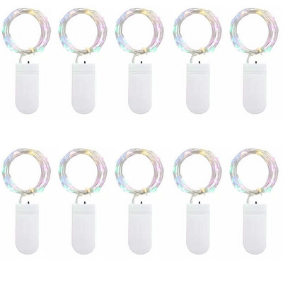 10συσκευασία LED String Light 1M 2M 3M Κουμπί Μπαταρία Χάλκινο σύρμα Νεράιδα Φωτάκια για Διακόσμηση Κήπου πάρτι στο αίθριο γάμου