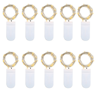 10συσκευασία LED String Light 1M 2M 3M Κουμπί Μπαταρία Χάλκινο σύρμα Νεράιδα Φωτάκια για Διακόσμηση Κήπου πάρτι στο αίθριο γάμου