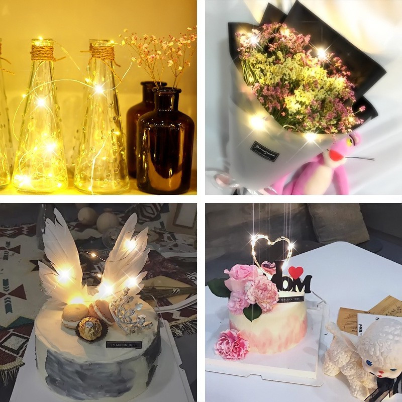 10συσκευασία LED String Light 1M 2M 3M Κουμπί Μπαταρία Χάλκινο σύρμα Νεράιδα Φωτάκια για Διακόσμηση Κήπου πάρτι στο αίθριο γάμου