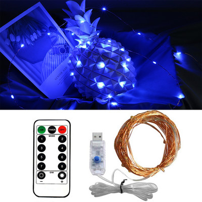 50/100/200 LED Φώτα χορδών από χάλκινο σύρμα USB Φώτα νεράιδων με τροφοδοσία με τηλεχειριστήριο 8 τρόπων λειτουργίας Φώτα αδιάβροχο χρονόμετρο τηλεχειριστηρίου