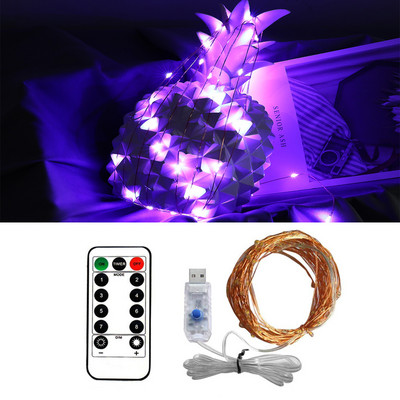 50/100/200 LED Φώτα χορδών από χάλκινο σύρμα USB Φώτα νεράιδων με τροφοδοσία με τηλεχειριστήριο 8 τρόπων λειτουργίας Φώτα αδιάβροχο χρονόμετρο τηλεχειριστηρίου