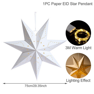 Eid Mubarak Izdubljena zvijezda Viseća svjetiljka Ramazanska dekoracija za dom Zvjezdani privjesak EID svjetiljka Islamska ukrasna blagdanska rasvjeta