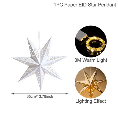 Eid Mubarak Izdubljena zvijezda Viseća svjetiljka Ramazanska dekoracija za dom Zvjezdani privjesak EID svjetiljka Islamska ukrasna blagdanska rasvjeta