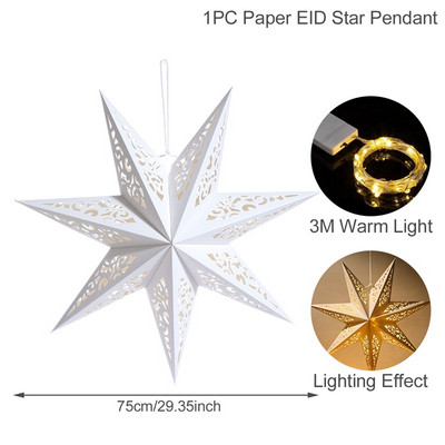 Eid Mubarak Izdubljena zvijezda Viseća svjetiljka Ramazanska dekoracija za dom Zvjezdani privjesak EID svjetiljka Islamska ukrasna blagdanska rasvjeta