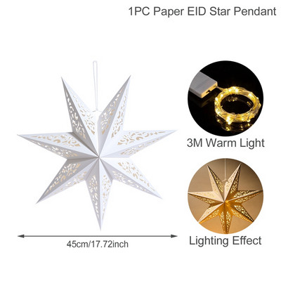 Eid Mubarak Izdubljena zvijezda Viseća svjetiljka Ramazanska dekoracija za dom Zvjezdani privjesak EID svjetiljka Islamska ukrasna blagdanska rasvjeta