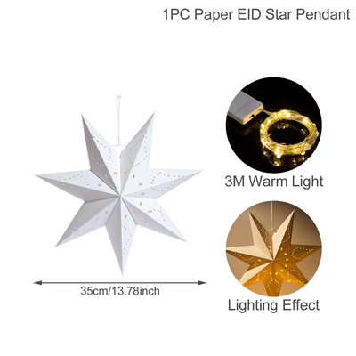 Eid Mubarak Izdubljena zvijezda Viseća svjetiljka Ramazanska dekoracija za dom Zvjezdani privjesak EID svjetiljka Islamska ukrasna blagdanska rasvjeta