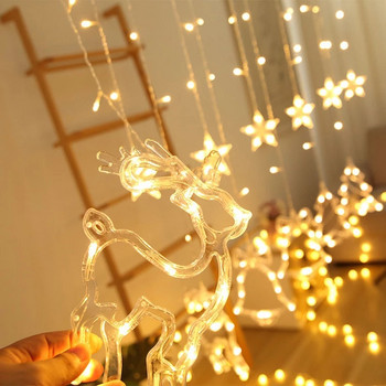LED Icicle Star Moon Lamp Fairy Perde String Lights Christmas Garland Outdoor for Bar Home Wedding Party Garden Window Decor