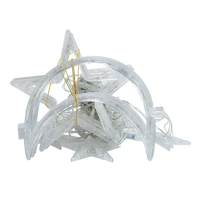 Lampă cu țurțuri cu LED-uri Steaua Lună Cortina de zâne Ghirlanda de Crăciun în aer liber pentru bar acasă, nuntă, petrecere, grădină, fereastră decor