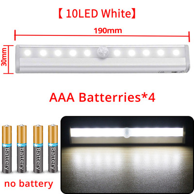 6/10 led PIR LED φως αισθητήρα κίνησης Ντουλάπα Ντουλάπα Φωτιστικό κρεβατιού κάτω από το ντουλάπι Δωμάτιο Νυχτερινή ντουλάπα Led Σκάλες Κουζίνα Φωτισμός σπιτιού