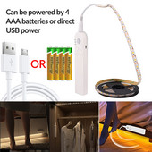 Senzor pokreta LED svjetlosne trake Komplet baterija ili USB napajana dioda za automatsko osvjetljenje za ormarić Ormar Kuhinjsko stubište