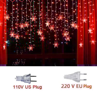 Cortina LED cu fulgi de zăpadă Iluminare cu val de interior în aer liber Decorațiuni de Crăciun Petrecere de Crăciun de Anul Nou Grădină Lumini de zâne