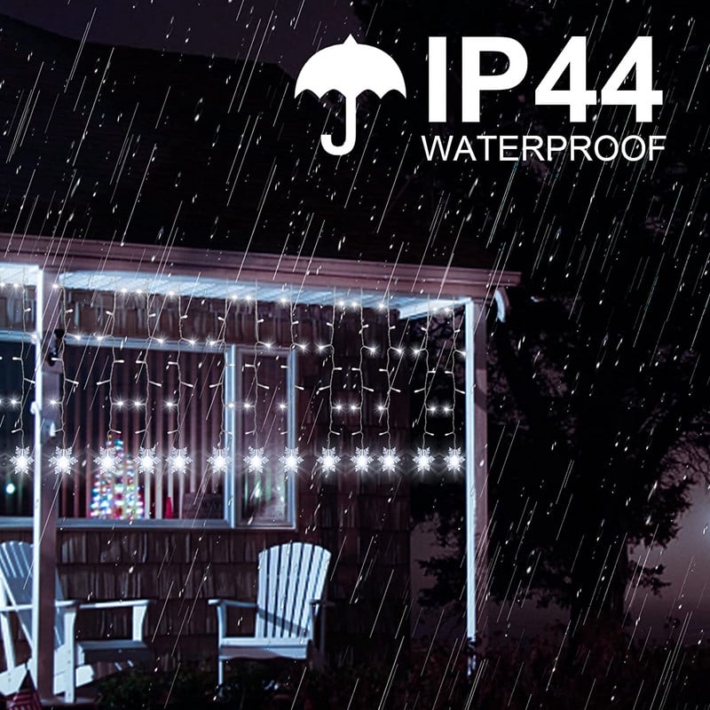 Cortina LED cu fulgi de zăpadă Iluminare cu val de interior în aer liber Decorațiuni de Crăciun Petrecere de Crăciun de Anul Nou Grădină Lumini de zâne