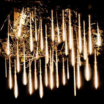 Нова година на открито 8 тръби Метеорен дъжд LED струнни светлини Водоустойчиви за дърво Коледна украса за сватбено тържество Navidad