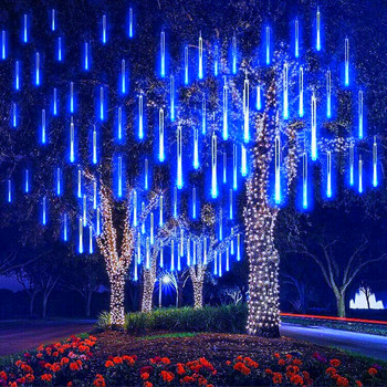 Нова година на открито 8 тръби Метеорен дъжд LED струнни светлини Водоустойчиви за дърво Коледна украса за сватбено тържество Navidad