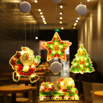 Вендуза LED Коледни светлини Дядо Коледа Снежен човек Elk Style Window Decoration Festival Light for Christmas Home Room Decorations