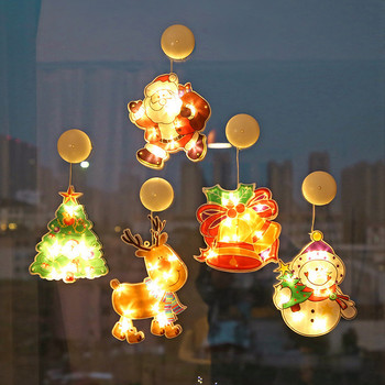 Вендуза LED Коледни светлини Дядо Коледа Снежен човек Elk Style Window Decoration Festival Light for Christmas Home Room Decorations