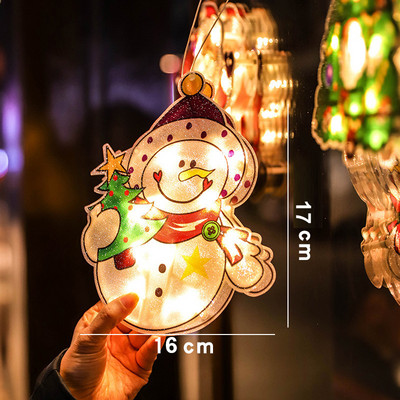 LED božićna svjetla s vakuumskom čašom Djed Mraz Snjegović Dekoracija prozora u stilu losa Festivalska svjetiljka za božićne dekoracije kućnih soba