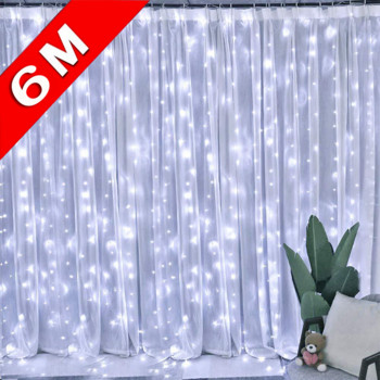 Κουρτίνα σπιτιού Διακοσμητικό φωτιστικό LED Φωτιστικό Παραμύθι Φωτιστικό Δωματίου Στεφάνι Κουρτίνα Πρωτοχρονιάτικο Γάμος Χριστουγεννιάτικο Διακοσμητικό φωτιστικό