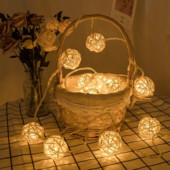 2,5 M 20 LED rotangpalmas lodīšu virtenes lodīšu gaismas vītnes svētku kāzu ballīšu noformējums Ziemassvētku pasaku gaisma iekštelpu istabai