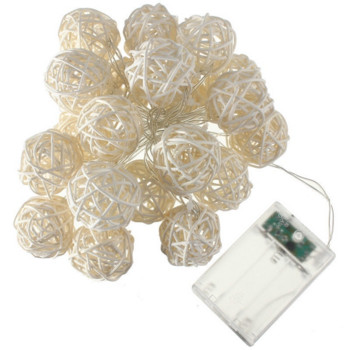 2,5M 20 LED Rattan Ball Φωτάκια χορδής μπάλας Γιρλάντες Διακόσμηση Χριστουγεννιάτικου Νεράιδα για Εσωτερικό Δωμάτιο