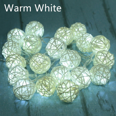 2,5 M 20 LED rotangpalmas lodīšu virtenes lodīšu gaismas vītnes svētku kāzu ballīšu noformējums Ziemassvētku pasaku gaisma iekštelpu istabai