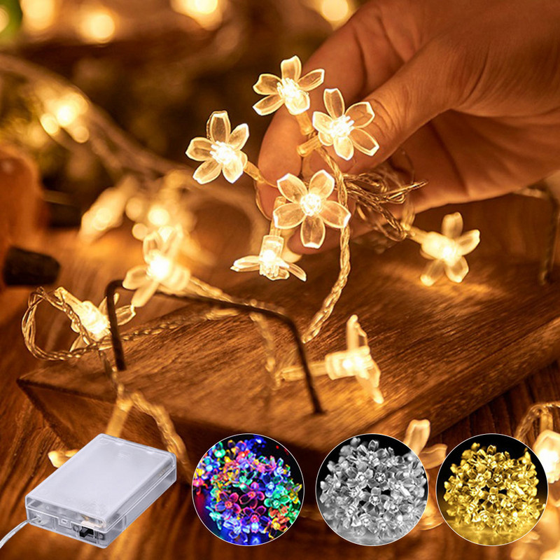LED Sakura Street Garland Λάμπα γκαζόν με τροφοδοσία με τροφοδοσία String Lights Fairy Lights Χριστουγεννιάτικη Πρωτοχρονιά Φωτισμός εξωτερικού χώρου για τον κήπο