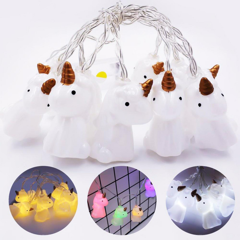 3D Μονόκερος LED γιρλάντα Χριστουγεννιάτικα φωτάκια χορδών εσωτερικού χώρου DIY Χριστουγεννιάτικο πάρτι Γάμου Κρεβατοκάμαρα Σπίτι Πρωτοχρονιάτικη διακόσμηση Φωτιστικό μπαταρίας