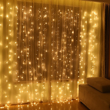 3m LED струнни светлини Коледна завеса USB приказни светлини с дистанционен гирлянд за сватба, нова година, прозорец, домашен декор на стая на открито