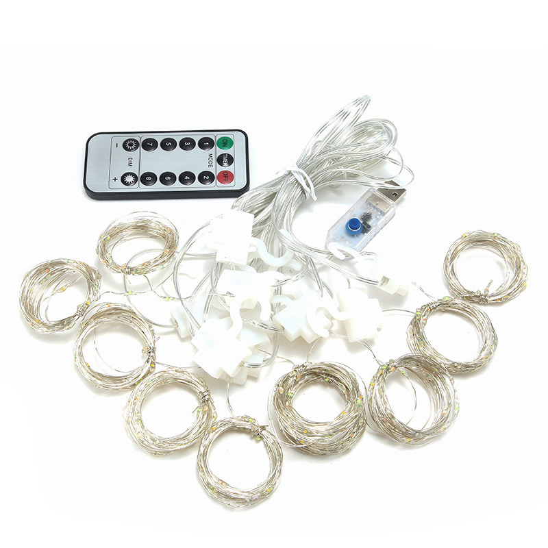 3m LED žičane svjetiljke Božićna zavjesa USB bajkovita svjetla s daljinskim vijencem Za vjenčanje Nova godina Prozor Kućni vanjski dekor sobe