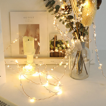 10m 100 LEDs Bead String Lights Silver Gold Wire Fairy Lights Wedding Christmas Decoration for Home Noel Garland Захранван от батерия