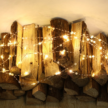 10m 100 LEDs Bead String Lights Silver Gold Wire Fairy Lights Wedding Christmas Decoration for Home Noel Garland Захранван от батерия