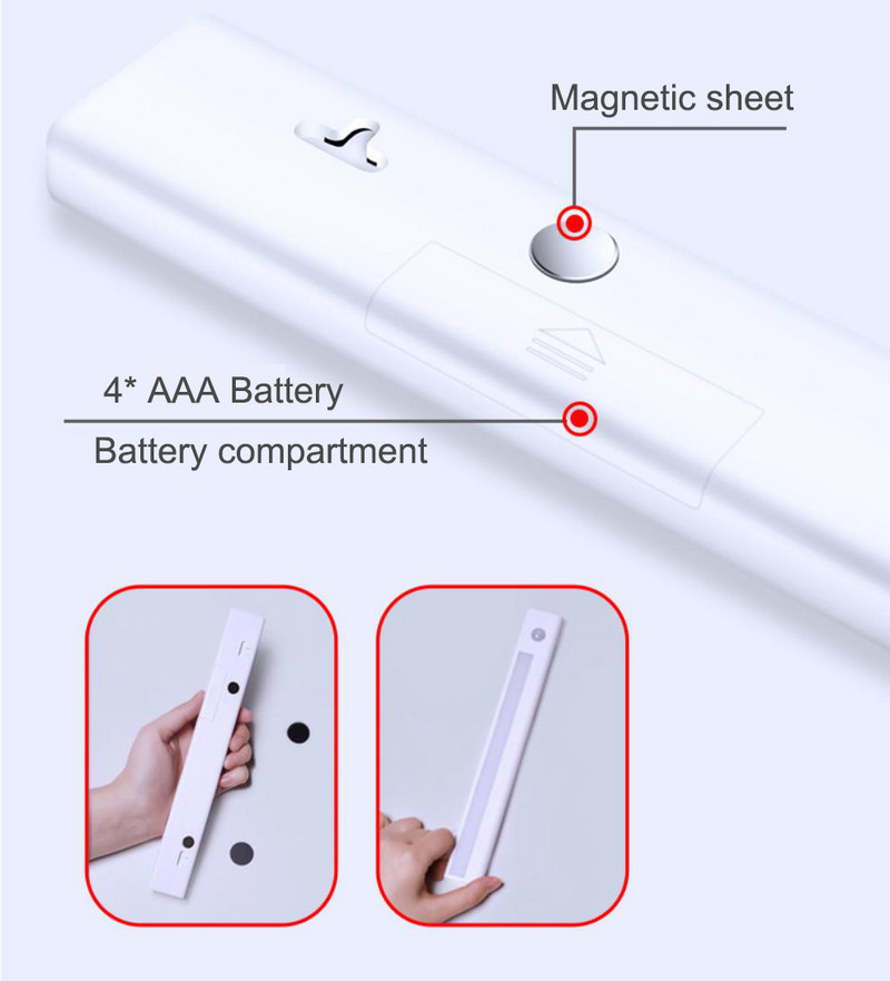 Έξυπνος αισθητήρας κίνησης Νυχτερινός φωτισμός μπαταρίας Μαγνητικό ντουλάπι ντουλάπι κουζίνας Φωτιστικό ντουλάπι κουζίνας με μπαταρία