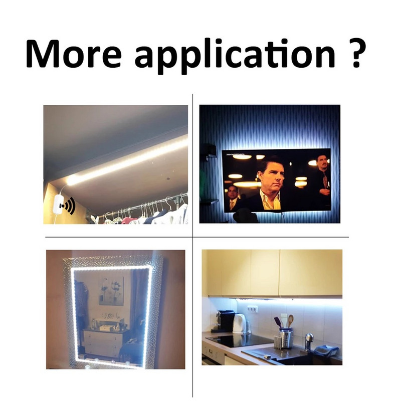 USB 5V käsitsi pühkimislüliti köögivalgustid 1/2/3/4/5M veekindel LED riba lint kapi all Valgustus Luces Led paelad riidekapi lamp