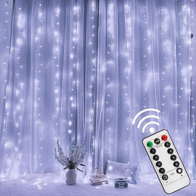Φωτιστικό USB Festoon String Light Fairy Garland Κουρτίνα Χριστουγεννιάτικο φωτιστικό Διακόσμηση για παράθυρο σπιτιού Εορταστικό διακοσμητικό πρωτοχρονιάτικο φωτιστικό