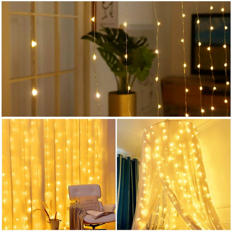 Φωτιστικό USB Festoon String Light Fairy Garland Κουρτίνα Χριστουγεννιάτικο φωτιστικό Διακόσμηση για παράθυρο σπιτιού Εορταστικό διακοσμητικό πρωτοχρονιάτικο φωτιστικό