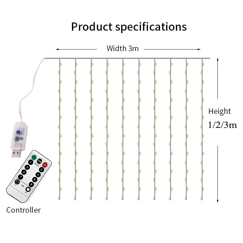 Φωτιστικό USB Festoon String Light Fairy Garland Κουρτίνα Χριστουγεννιάτικο φωτιστικό Διακόσμηση για παράθυρο σπιτιού Εορταστικό διακοσμητικό πρωτοχρονιάτικο φωτιστικό