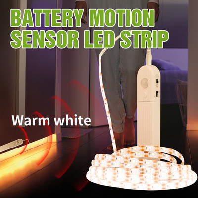 LED juostelinis apšvietimas vidaus PIR judesio jutiklis USB 5V LED lempa 1m 2m 3m LED juostelė baterija SMD 2853 lanksti juostos spintelės foninis apšvietimas