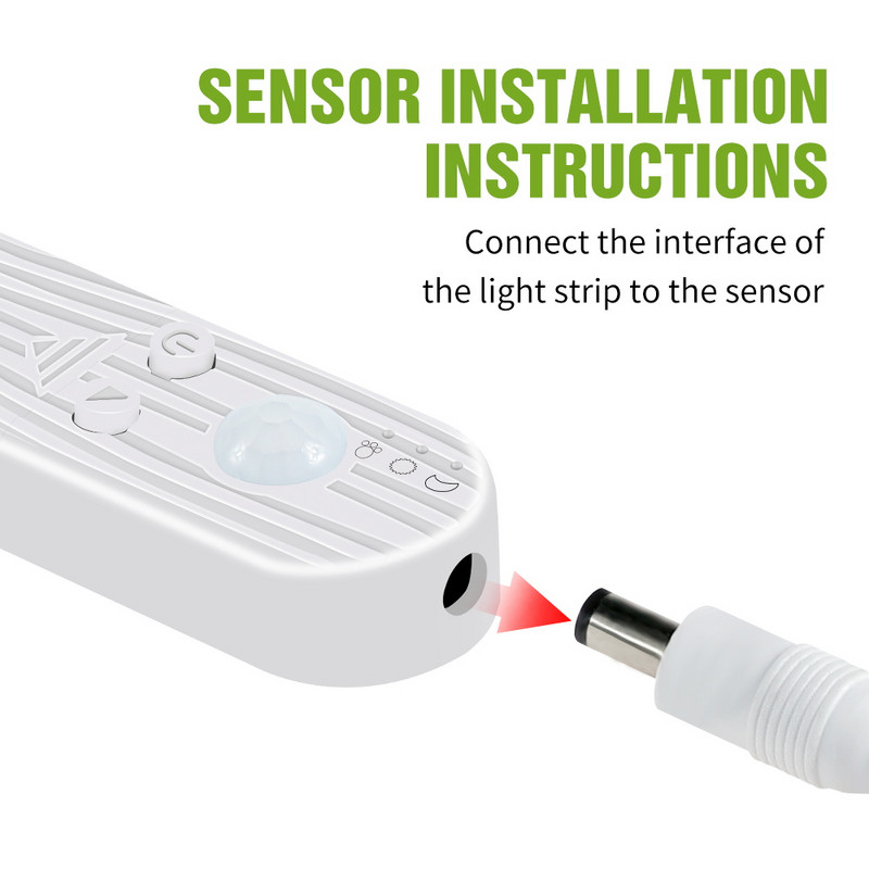 LED juostelinis apšvietimas vidaus PIR judesio jutiklis USB 5V LED lempa 1m 2m 3m LED juostelė baterija SMD 2853 lanksti juostos spintelės foninis apšvietimas