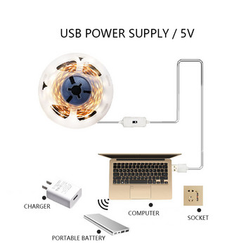 Сензор за ръка LED Комплект осветление под шкафа USB гъвкава лента за осветление Кухненски шкаф Бюро Витрина ShelfBar Лампа за плот